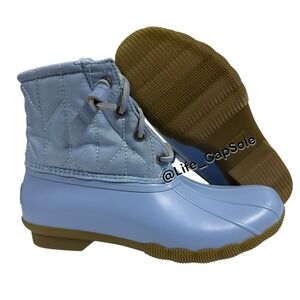 Size 7 SPERRY Saltwater Quilted Nylon Boots Blue‎ Waterproof Snow STS88284 New